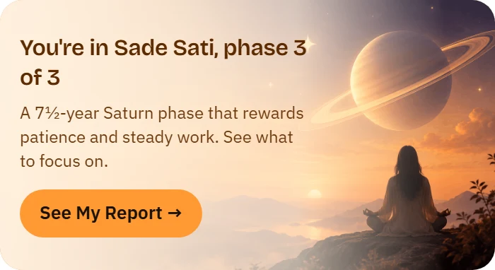 A banner about Sade Sati with a report button