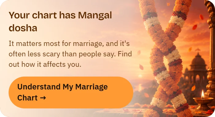A banner about Mangal dosha and marriage